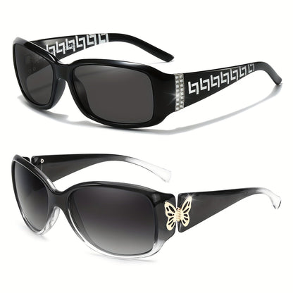 Lot de 2 lunettes de soleil polarisées pour femmes UV400 – Style papillon et cœur enveloppant Jackie-O, lunettes de mode tendance pour la conduite, la plage et l'extérieur, plusieurs couleurs disponibles