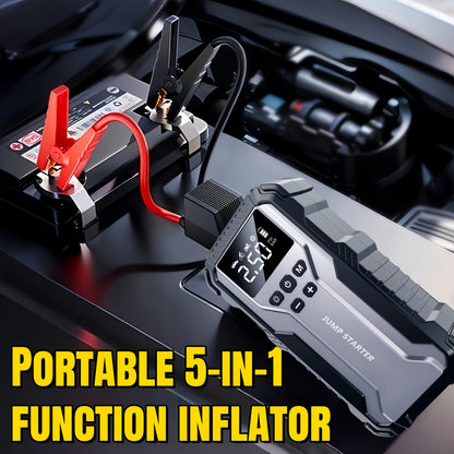 Kit de démarrage portable pour voiture, booster de batterie 12V multifonction avec lampe de poche LED, éclairage de secours SOS et pompe à air pour voitures, camions et accessoires d'alimentation d'urgence