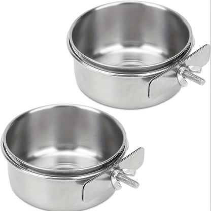 Ensemble mangeoire et abreuvoir pour cage à oiseaux – Lot de 2 bols de nourriture et d'eau pour perroquets avec support à clip, coupelles robustes en plastique pour perruches, calopsittes, canaris et petits oiseaux de compagnie