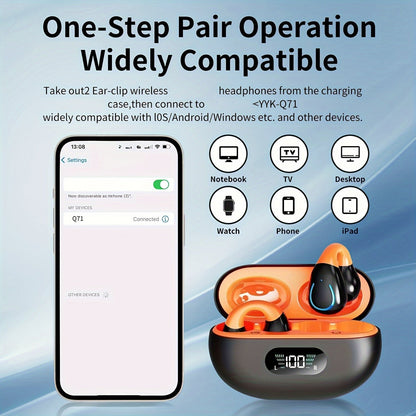 Écouteurs sans fil à conduction ouverte Bluetooth 5.4 TWS, perception ambiante à 360 degrés, appels clairs ENC, commandes tactiles, confort toute la journée, écouteurs de sport et de fitness, maintien sûr, conception véritablement ouverte