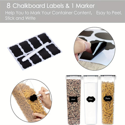 Airtight Pet Food Storage Containers 6-Pack – 2.4L/81oz BPA-Free Plastic Dog & Cat Food Storage Bins with Lids, Reusable Labels & Marker Pen Included, Pantry & Kitchen Organizer Set, Black