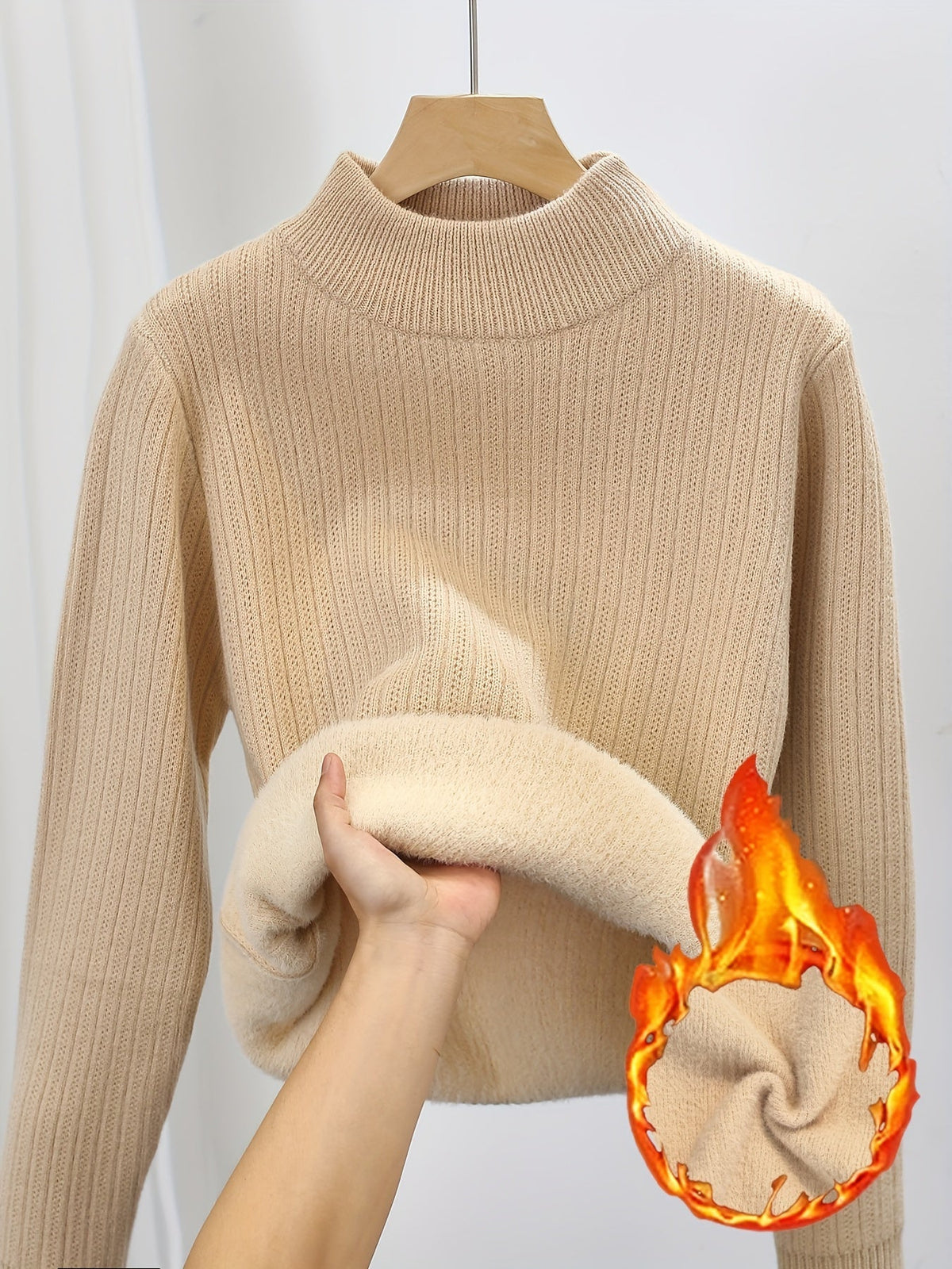 Pull col roulé doublé polaire pour femme, épais et chaud - Pull en maille sans couture à col semi-montant, haut à porter en sous-couche pour l'automne et l'hiver, 11 couleurs, S-XL