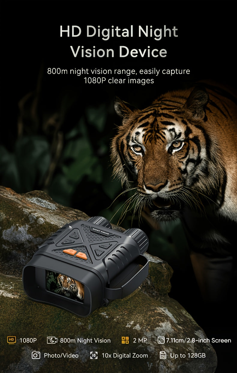 Jumelles de vision nocturne 4K pour adultes – Zoom numérique 10x, écran HD 2,8", illuminateur infrarouge 7 niveaux, photo et vidéo 12 MP, rechargeables – Parfaites pour la chasse, le bateau et l'exploration en plein air, cadeau pour hommes