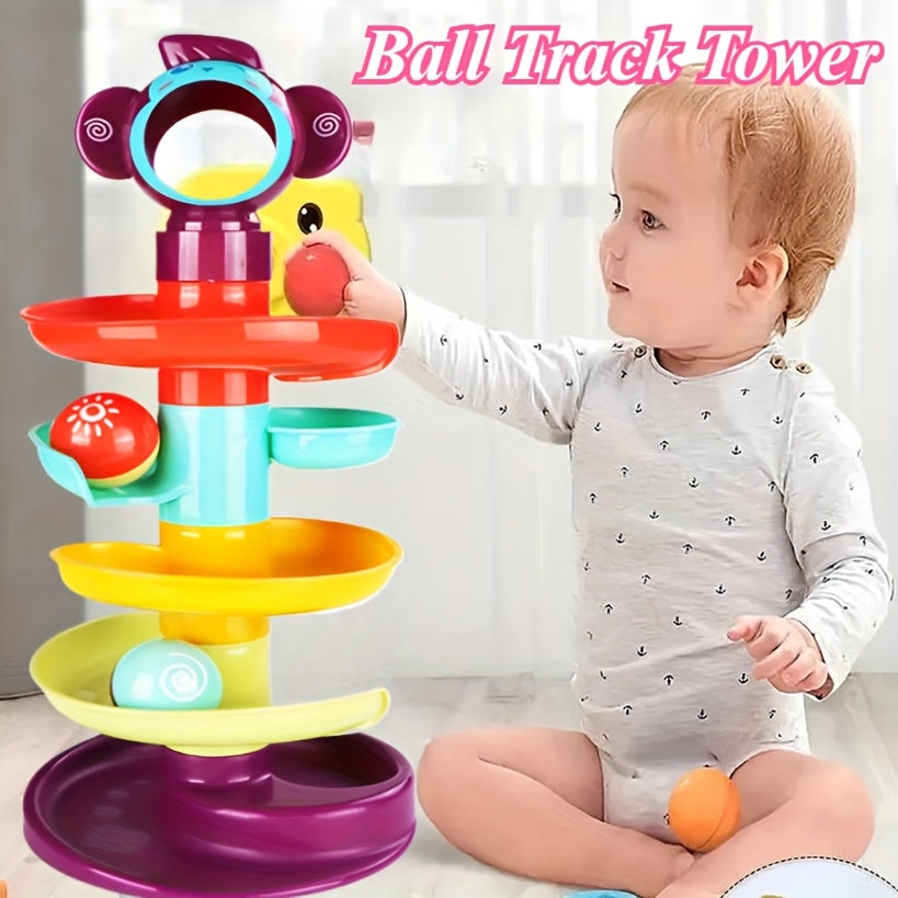 Tour de circuit à billes en spirale colorée, jouet à empiler pour l'éveil des tout-petits, reconnaissance des couleurs, motricité fine, jeu sensoriel, activité d'intérieur, cadeau d'anniversaire ou de Noël pour filles et garçons