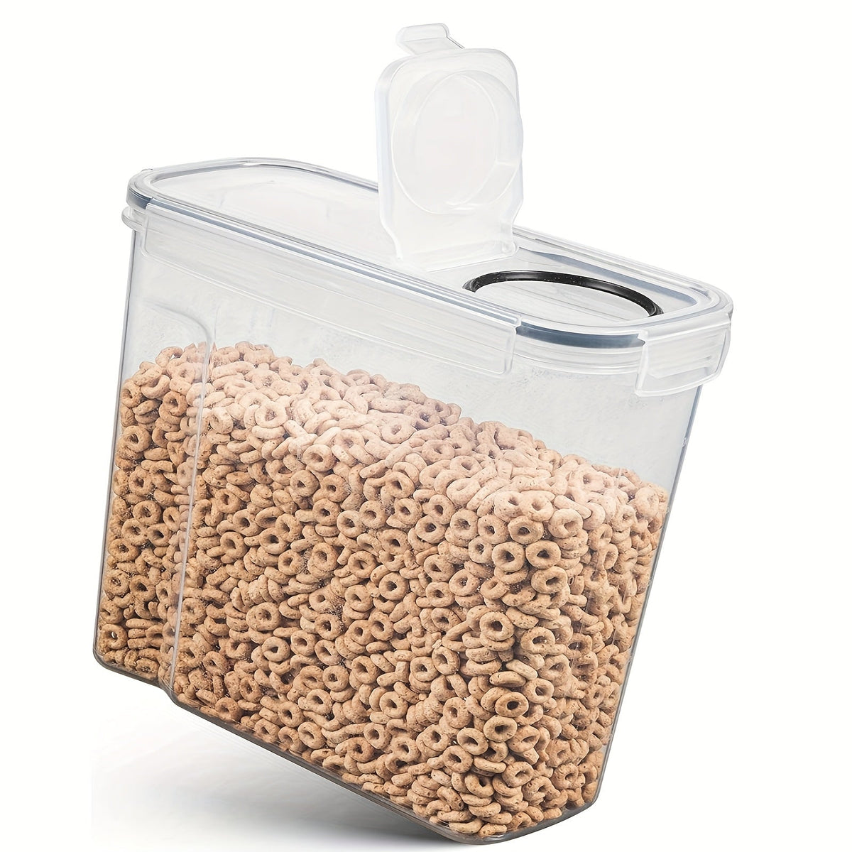 Lot de 4 grands récipients de conservation hermétiques de 4 L avec couvercles à bascule – Organiseur de garde-manger sans BPA pour céréales, riz, pâtes, farine et sucre | Inclut un verre doseur et 20 étiquettes
