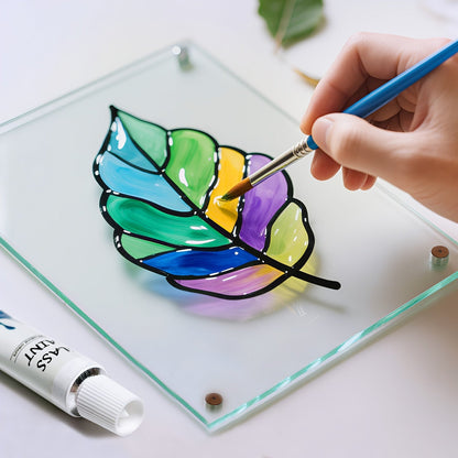 Kit de peinture sur verre, 12 couleurs acryliques non toxiques pour verre, vitraux, verres à vin, fenêtres et tasses en céramique, certifié ASTM, sans odeur, avec 3 pinceaux, pour adultes, artistes et débutants