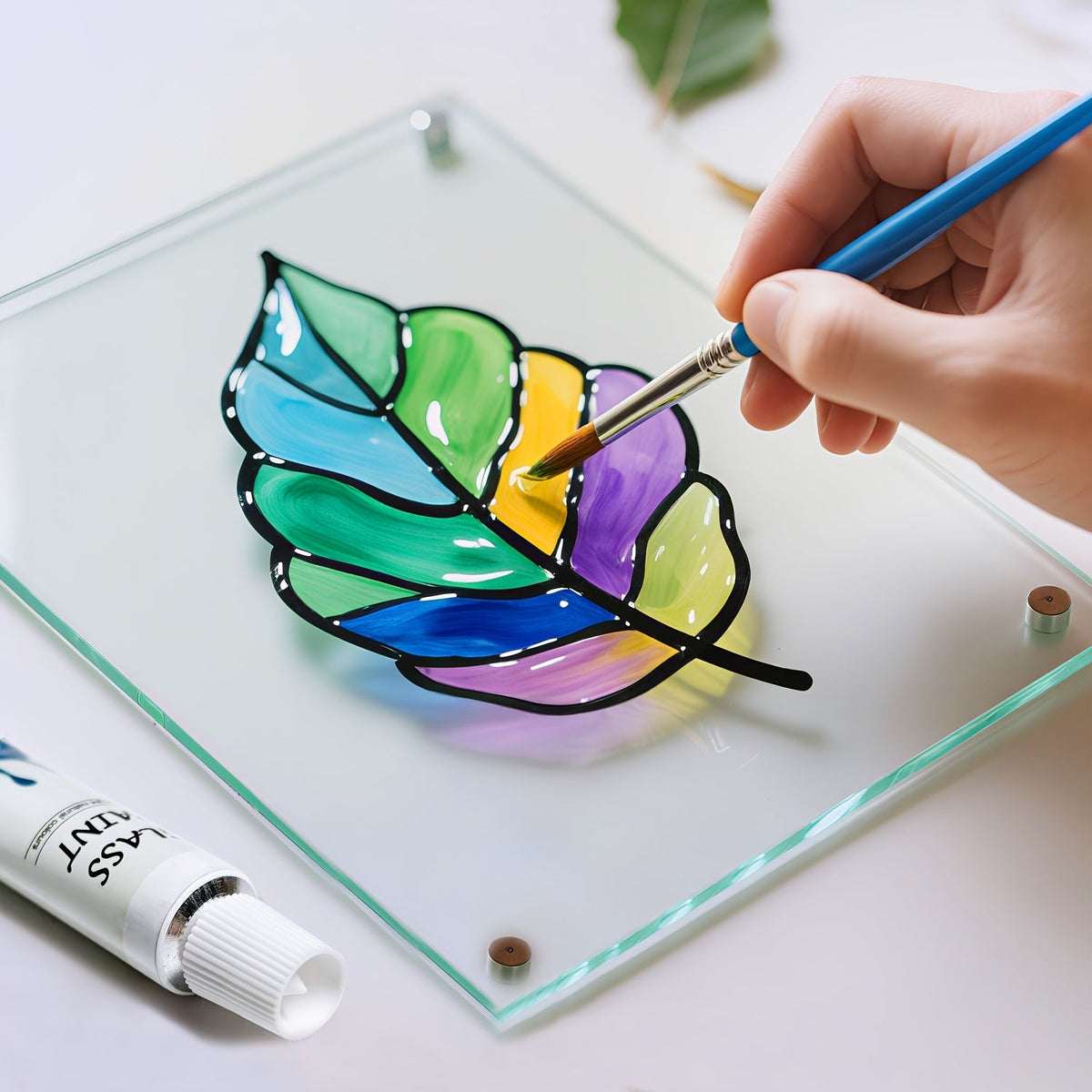 Kit de peinture sur verre, 12 couleurs acryliques non toxiques pour verre, vitraux, verres à vin, fenêtres et tasses en céramique, certifié ASTM, sans odeur, avec 3 pinceaux, pour adultes, artistes et débutants