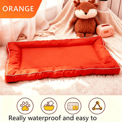 Grand panier carré pour chiens de petite à grande taille – Tapis pour animaux en polyester imprimé antidérapant, garnissage en fibre de polyester, coussin de couchage toutes saisons pour niche d'intérieur