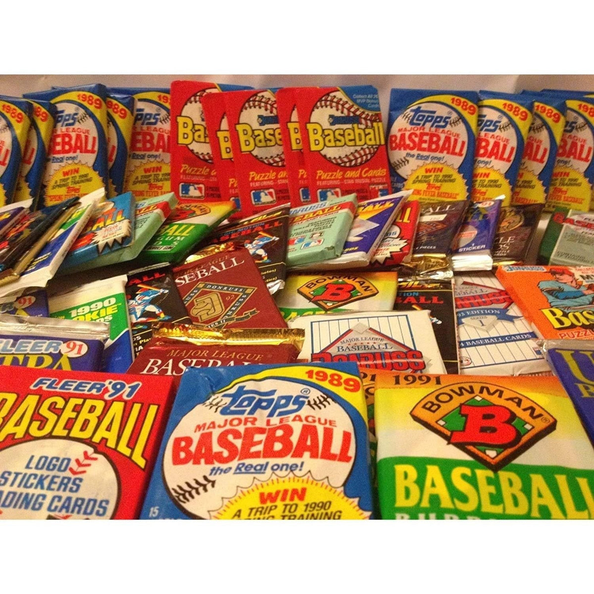 Lot de paquets de cartes de baseball MLB vintage assorties des années 1980-90 – 60 cartes au total, à la recherche de stars du Hall of Fame et de recrues, paquets non triés, parfait pour les collectionneurs et les cadeaux