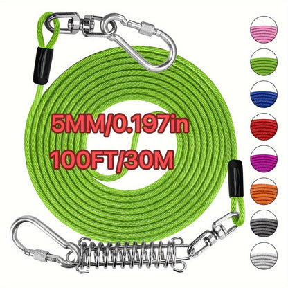 Laisse pour chien ultra-résistante de 1,8, 3, 4,5, 9, 15, 23 ou 30 mètres, câble d'attache d'entraînement pour grands chiens jusqu'à 225 kg, corde de course durable et résistante aux morsures pour le jardin