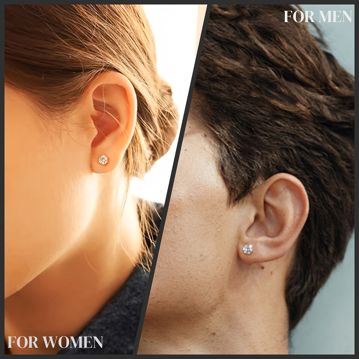 Boucles d'oreilles puces en moissanite, couleur D, pureté VVS, taille ronde brillant, argent sterling 925 – Options de 1 ct à 10 ct, pochette en velours et chiffon de polissage inclus, cadeau idéal pour un anniversaire, Noël et la Saint-Valentin (4,25 g)