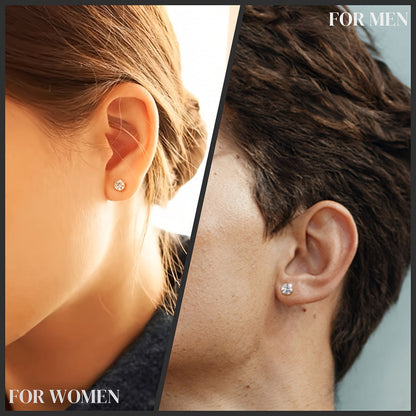 Boucles d'oreilles puces en moissanite, couleur D, pureté VVS, taille ronde brillant, argent sterling 925 – Options de 1 ct à 10 ct, pochette en velours et chiffon de polissage inclus, cadeau idéal pour un anniversaire, Noël et la Saint-Valentin (4,25 g)