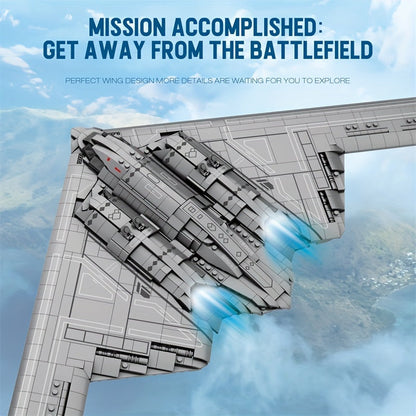 1977pcs B-2 Spirit Stealth Bomber Building Block Set - Military Aircraft Model Bricks Kit, Creative Home Decor Display Piece | STEM Gift for Adults Teens Boys Birthday Holiday