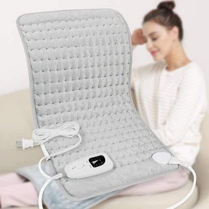 Coussin chauffant extra large 60 cm x 30 cm pour le dos, le cou et les épaules – 6 réglages de chaleur, arrêt automatique, utilisation humide/sèche, flanelle lavable, cadeau idéal