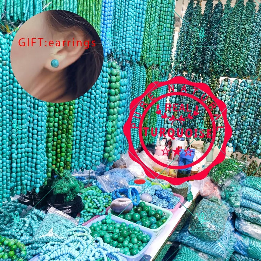 Collier pendentif en argent sterling 925 avec véritable turquoise naturelle, 18+2 pouces – Élégant bijou bohème en pierre précieuse pour femme avec boucles d'oreilles offertes, disponible en argent et en or, cadeau idéal pour elle