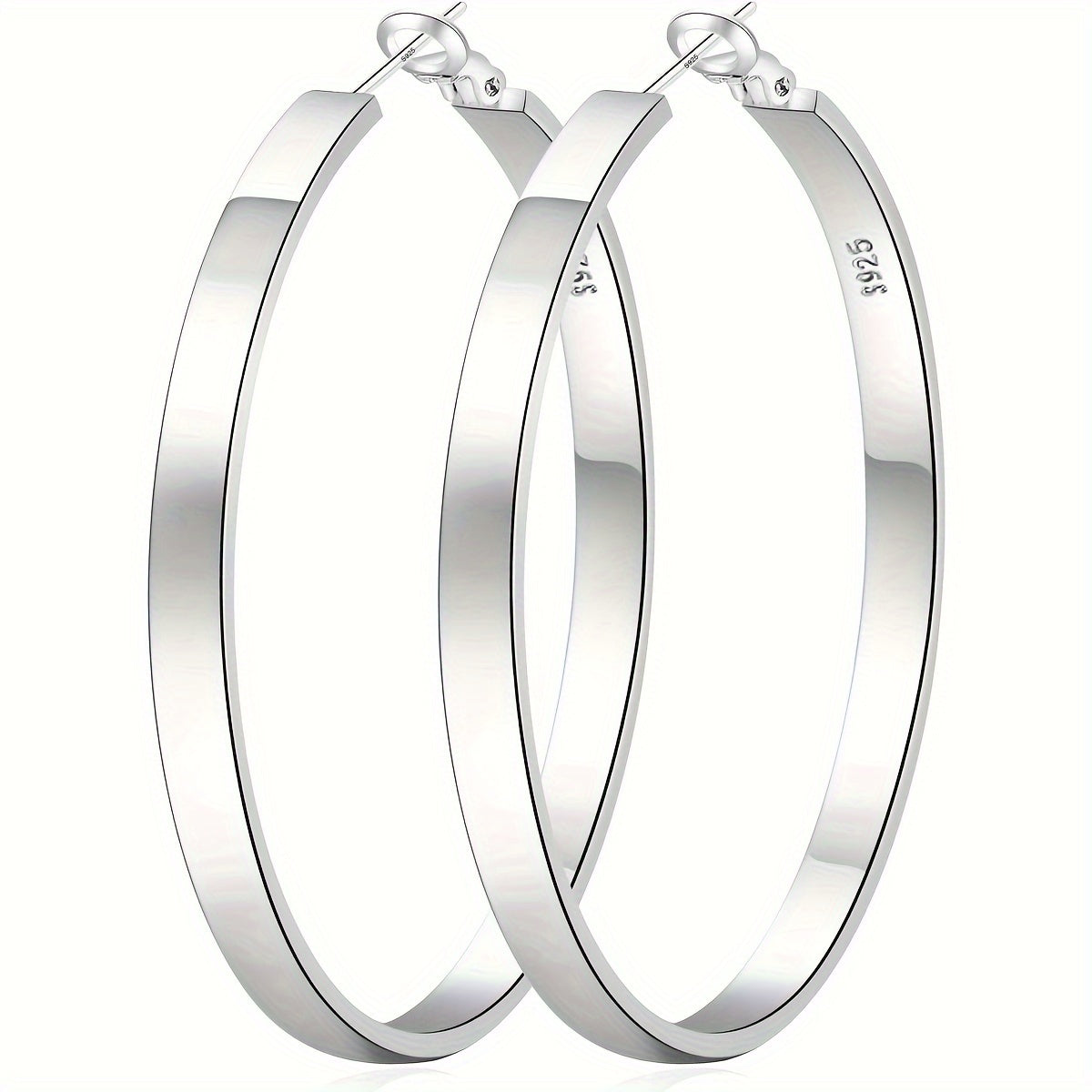 Créoles en argent sterling 925 pour femmes – Créoles cartilage hypoallergéniques en or et argent de 40 mm, 50 mm et 60 mm, boucles d'oreilles minimalistes pour tous les jours, cadeau idéal pour les fêtes et le quotidien
