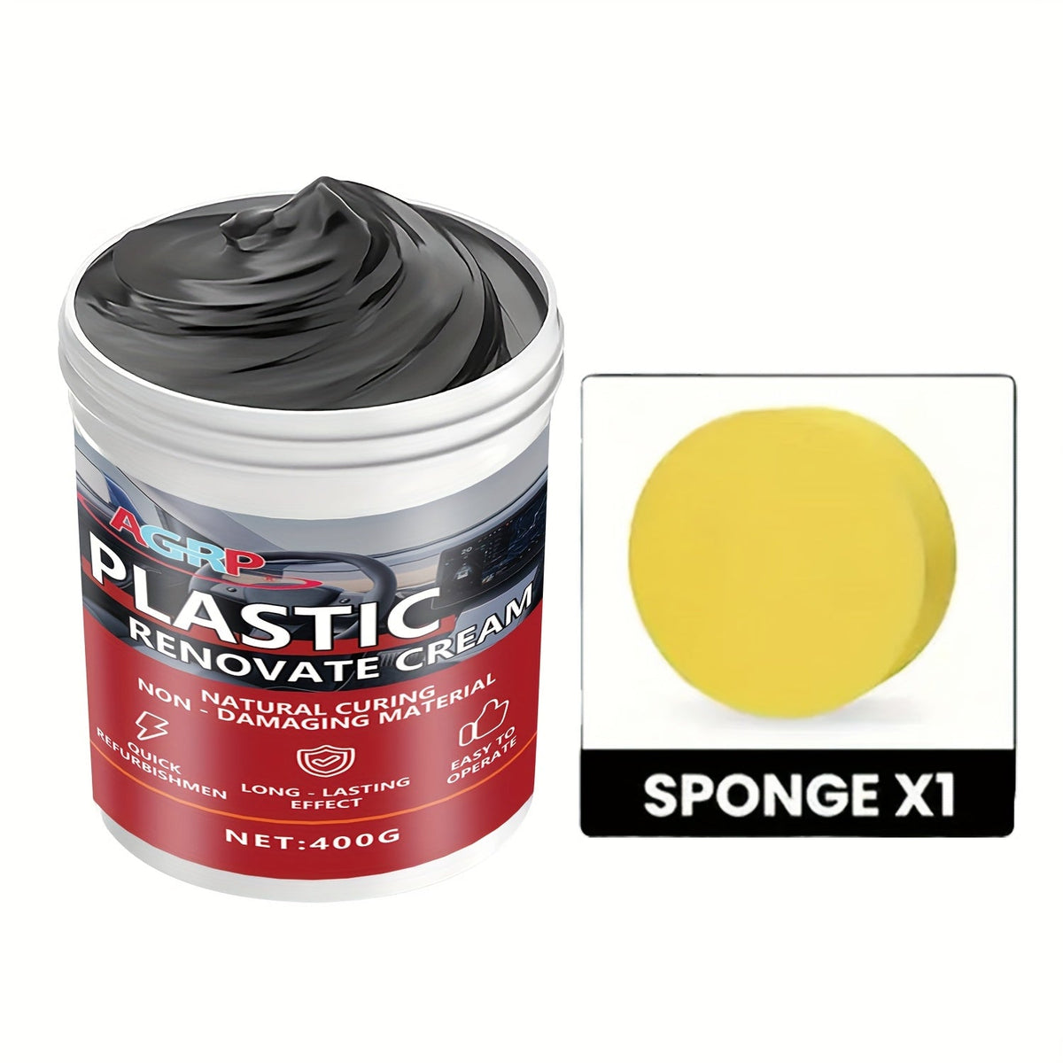 Cire rénovatrice pour plastiques de voiture 400 g – Polish haute brillance résistant aux UV pour tableau de bord, pare-chocs, pneus et garnitures extérieures, pâte de detailing intérieur et extérieur anti-décoloration, séchage rapide non gras
