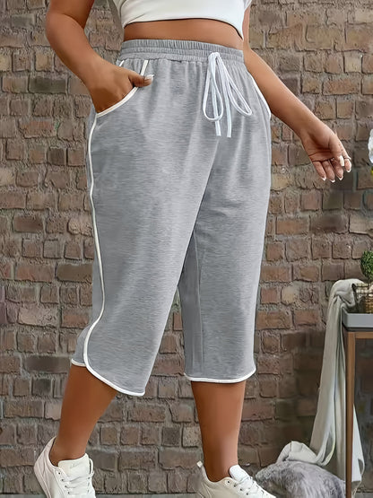 Shorts de sport décontractés mi-longs pour femme avec poches – Uni, 95 % polyester, extensibles, confortables, pour fitness, entraînement, printemps, été, automne