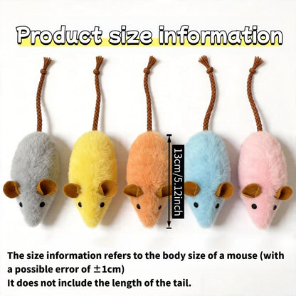 Lot de 3 jouets en peluche couineurs pour chat – Souris à longue queue et arête de poisson, jouets interactifs à mâcher type herbe à chat avec sifflet intégré, jouets durables pour le nettoyage des dents, sans pile, couleurs aléatoires