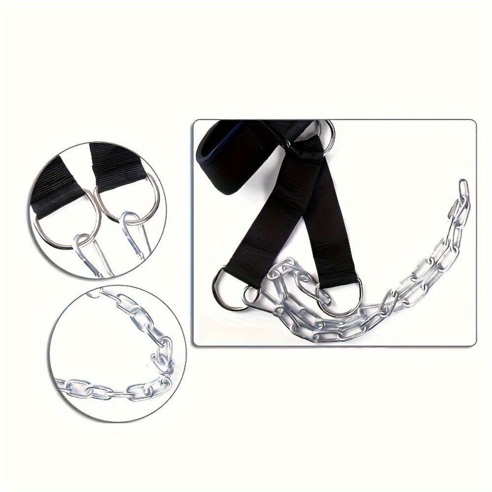 Harnais de musculation pour le cou avec chaîne, renforcement ajustable haute résistance pour athlètes et récupération musculaire – Accessoire de fitness pour entraînement à domicile, noir