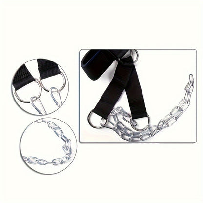 Harnais de musculation pour le cou avec chaîne, renforcement ajustable haute résistance pour athlètes et récupération musculaire – Accessoire de fitness pour entraînement à domicile, noir