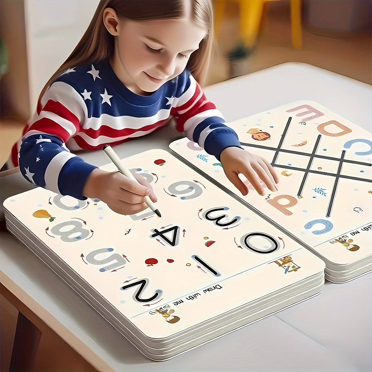 Cahiers d'écriture réutilisables pour enfants de 3 à 8 ans, lot de 4 livres, 128 pages, exercices de contrôle du stylo, lettres et chiffres, avec 4 stylos et une gomme, fournitures pour l'école à la maison et la classe