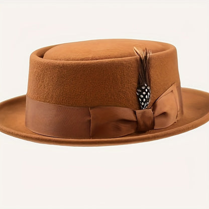 Chapeau pork pie ajustable en laine de qualité supérieure pour hommes et femmes – Style fedora unisexe léger, 5 coloris, idéal pour les fêtes, mariages, festivals, cadeaux de Noël et de Saint-Valentin