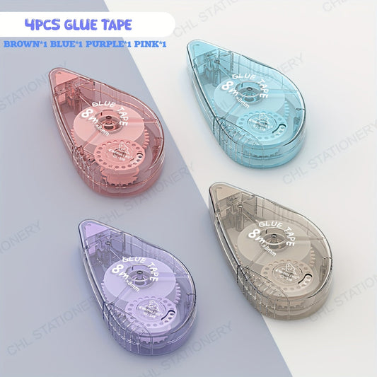 Ruban Washi pour journal et loisirs créatifs – Lot de 4/8 rubans décoratifs double face, ruban adhésif esthétique aux couleurs claires pour scrapbooking, projets artistiques, agenda, emballage cadeau, 0,8 cm x 8 m, sans traces
