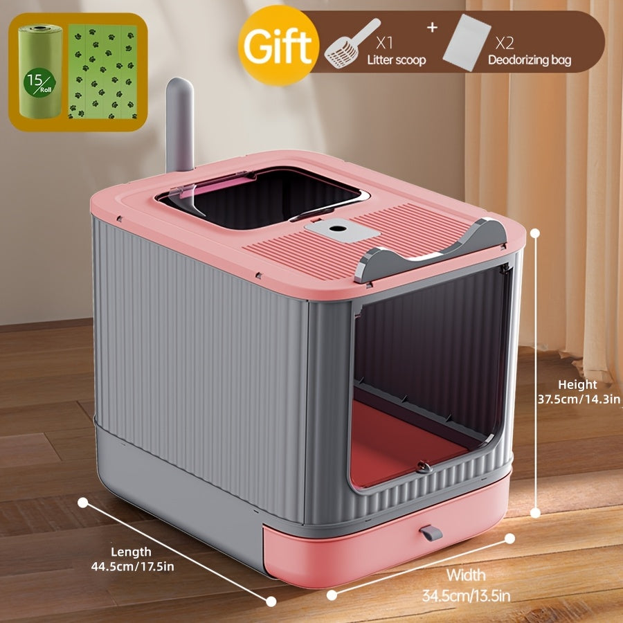Grande litière fermée pour chat avec couvercle - Conception couverte pour le contrôle des odeurs et une grande intimité, toilette pour chat moderne et facile à nettoyer pour plusieurs chats, inclut des sacs poubelle, meuble litière pour chat extra large