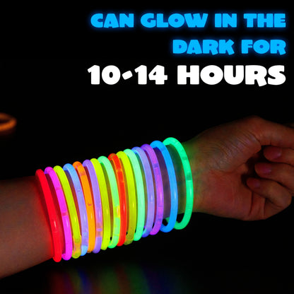 Lot de 144 bâtons lumineux en vrac, 20 cm, 10-14 heures d'éclairage, 7 couleurs vives, bracelets, colliers, fournitures de fête phosphorescentes pour Halloween, Noël, réveillon du Nouvel An, concerts, festivals, cadeaux d'anniversaire