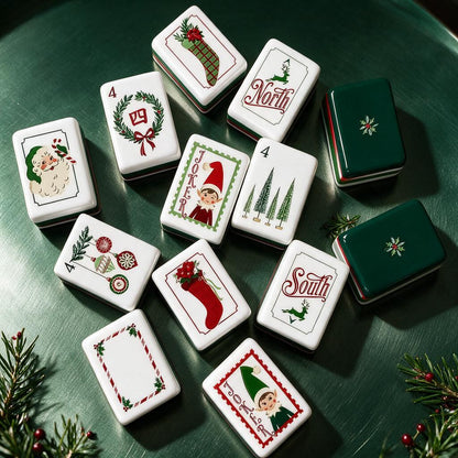 Jeu de mah-jong américain, 160 tuiles en acrylique de qualité supérieure avec motifs festifs – Jeu de société pour fêtes de Noël, Halloween, événements scolaires et réunions sociales