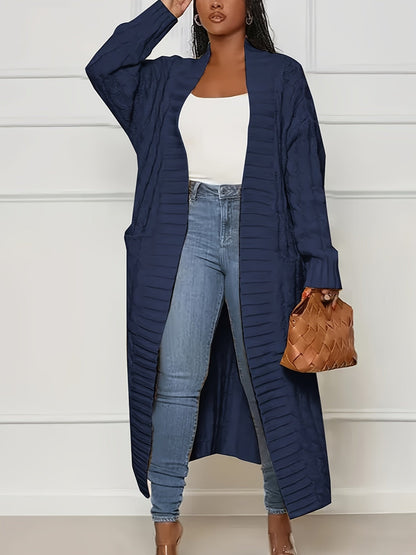 Gilet long en maille pour femme, ouvert sur le devant, cardigan mi-long, veste légère et décontractée, plusieurs couleurs, S-XXL, automne-hiver