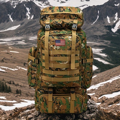 Sac à dos de randonnée tactique 80 L, sac d'assaut 3 jours – Système MOLLE unisexe en tissu Oxford réglable pour la randonnée, le camping, la chasse, les voyages et le sport, 6 couleurs