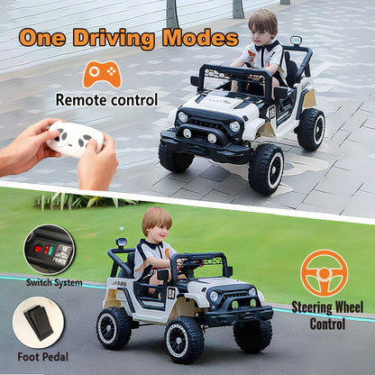 Voiture électrique pour enfants 12V avec télécommande parentale – Véhicule électrique à batterie avec suspension à ressorts, lumières LED, lecteur de musique, ceinture de sécurité, pour garçons et filles de 3 à 8 ans