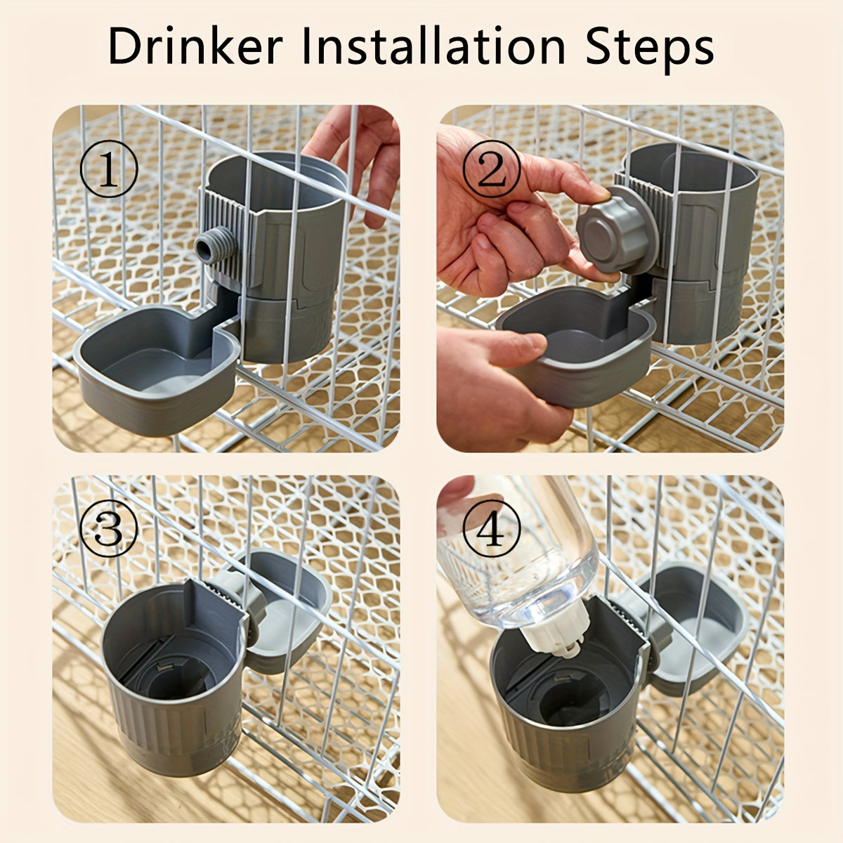 Distributeur automatique de nourriture et d'eau par gravité à suspendre pour lapins, chats, chiens et cochons d'Inde, ensemble abreuvoir et mangeoire, 1,2 L / 0,5 L
