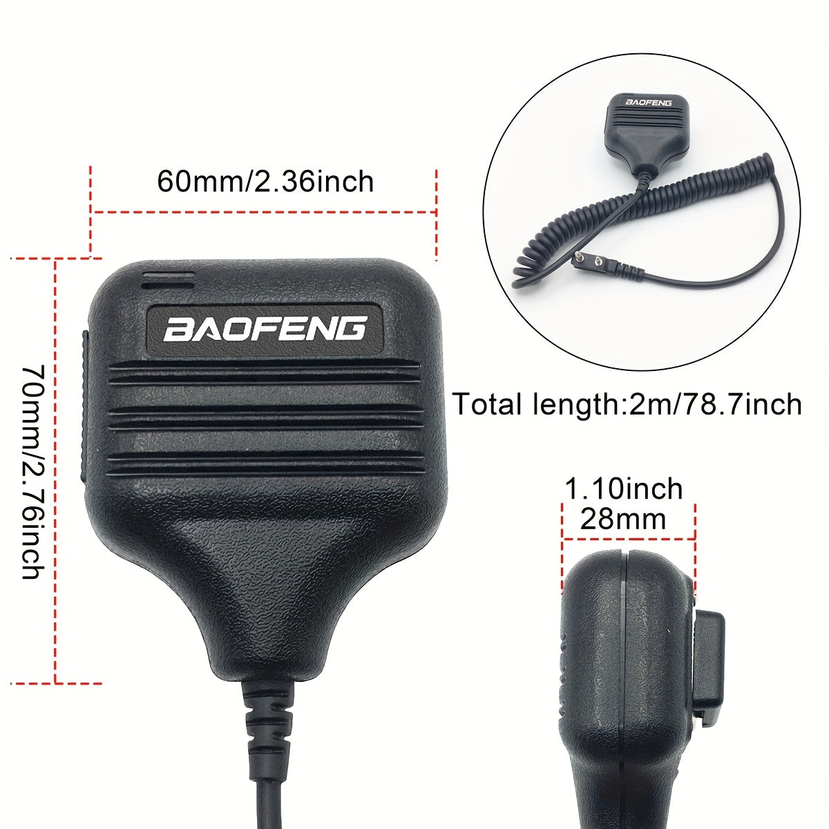 Oreillette pour talkie-walkie Baofeng H7 avec grand haut-parleur et connecteur K – Radio bidirectionnelle longue portée 1,5 km pour ouvriers du bâtiment, sécurité, activités en extérieur et communication professionnelle