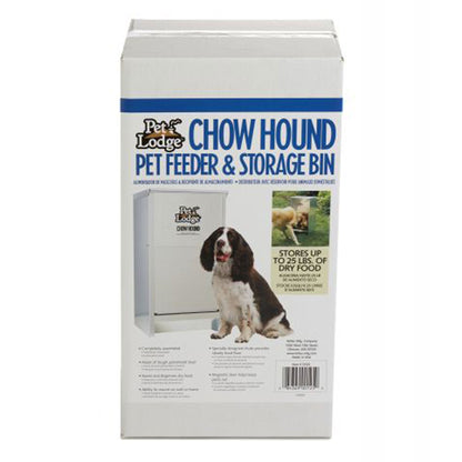 Distributeur automatique pour chien Pet Lodge 25 lb - Distributeur par gravité en acier galvanisé avec porte aimantée et goulotte inclinée, résistant à la mastication et à la rouille, montage mural pour intérieur et extérieur, argent