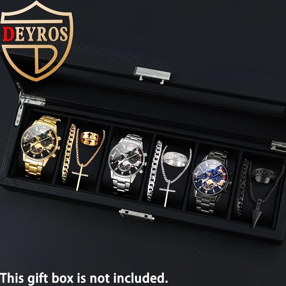 Coffret cadeau 12 pièces pour homme : montre et bijoux hip-hop – 3 montres analogiques à quartz + ensemble de 9 pièces comprenant bracelets, colliers et bagues, cadeau idéal pour Noël et les anniversaires