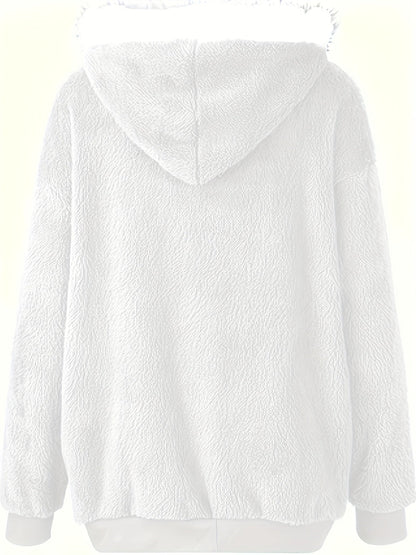 Veste Teddy pour femme – Manteau en polaire zippé color-block automne-hiver, vêtement d'extérieur décontracté doux et chaud, 2 combinaisons de couleurs, tailles S-XL, veste confortable style urbain