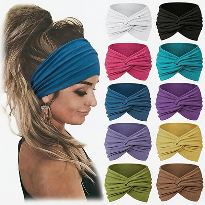 Lot de 10 élastiques à cheveux bohèmes pour femme – Bandeaux élastiques antidérapants et respirants pour la course, le yoga, le sport et le maquillage, accessoires pour cheveux bohèmes confortables, cadeau d'anniversaire et de vacances