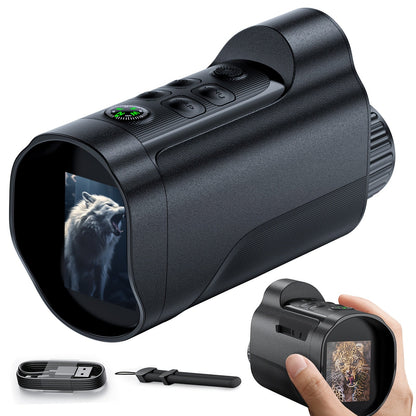 Jumelles de vision nocturne monoculaire 1080P infrarouge 5W, zoom numérique 10X, portée de 800m, batterie rechargeable 2700mAh, écran HD 2 pouces pour la chasse, le camping, l'observation de la faune et la sécurité