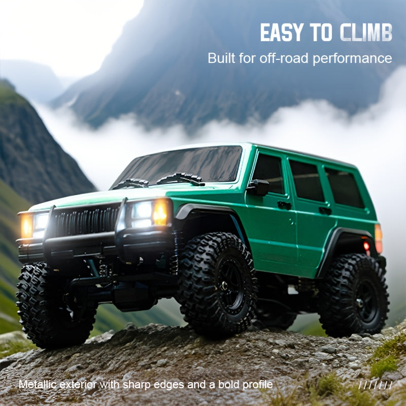 Voiture télécommandée 4x4 tout-terrain RC Rock Crawler échelle 1:18 – Essieux diamant à couple élevé, lumières LED, châssis robuste – SUV RC tout-terrain extrême pour adultes et enfants – Blanc, gris, bleu, vert