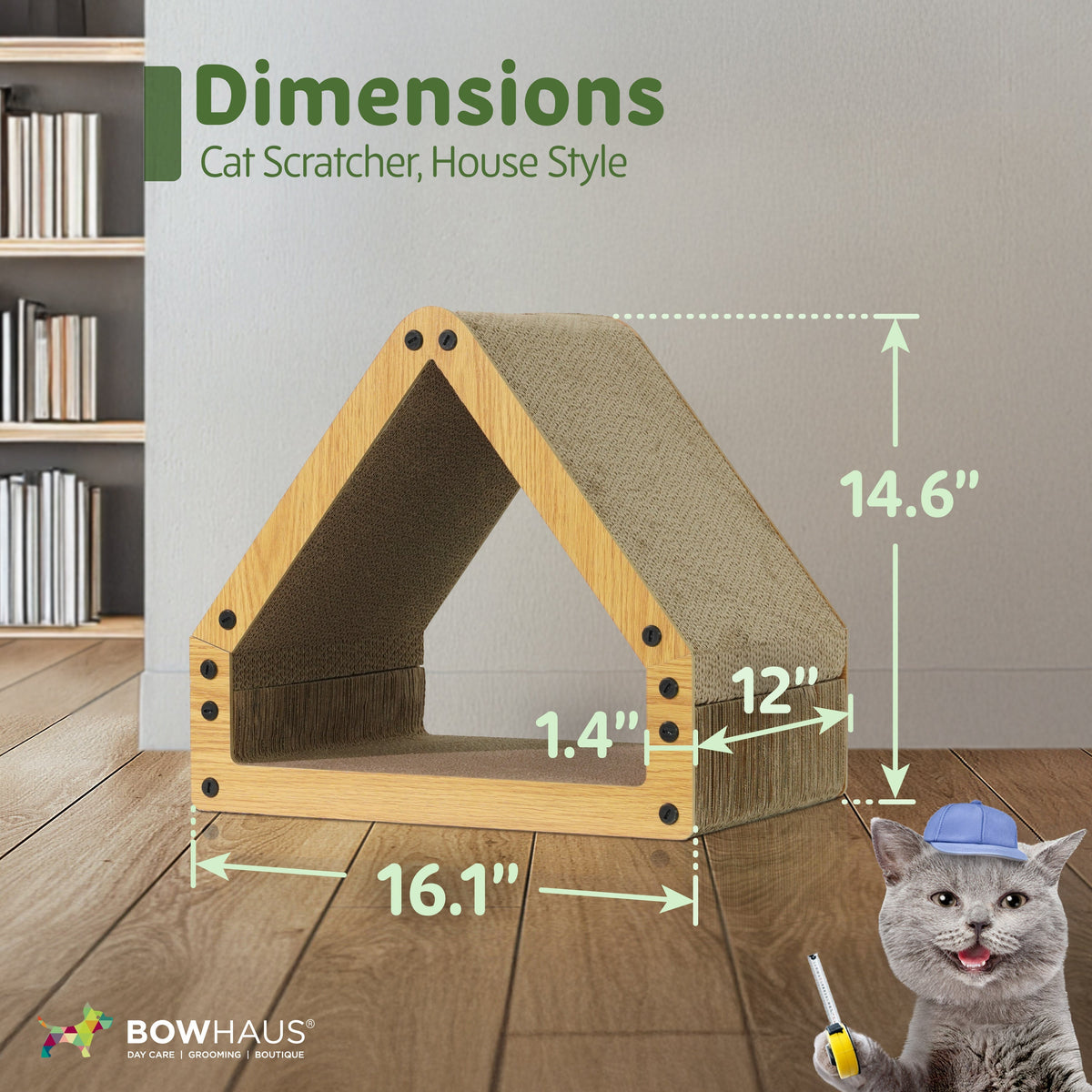 Griffoir et transat pour chat en forme de grande maison – Griffoir réversible en carton à 5 couches, 40,6 x 35,6 x 30,5 cm, protège les meubles, pour chats d'intérieur de toutes tailles, marron/blanc