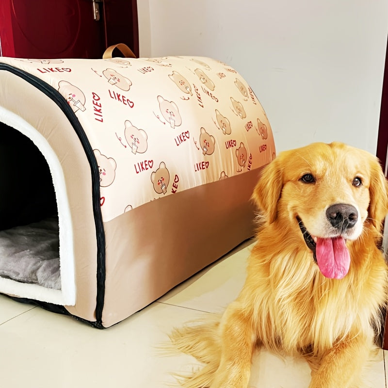 Panier pour chien lavable avec housse amovible et fond antidérapant – Soutien en mousse orthopédique, lit douillet toutes saisons pour chiens de petite, moyenne et grande taille jusqu'à 45 kg, motif cartoon, lavable en machine