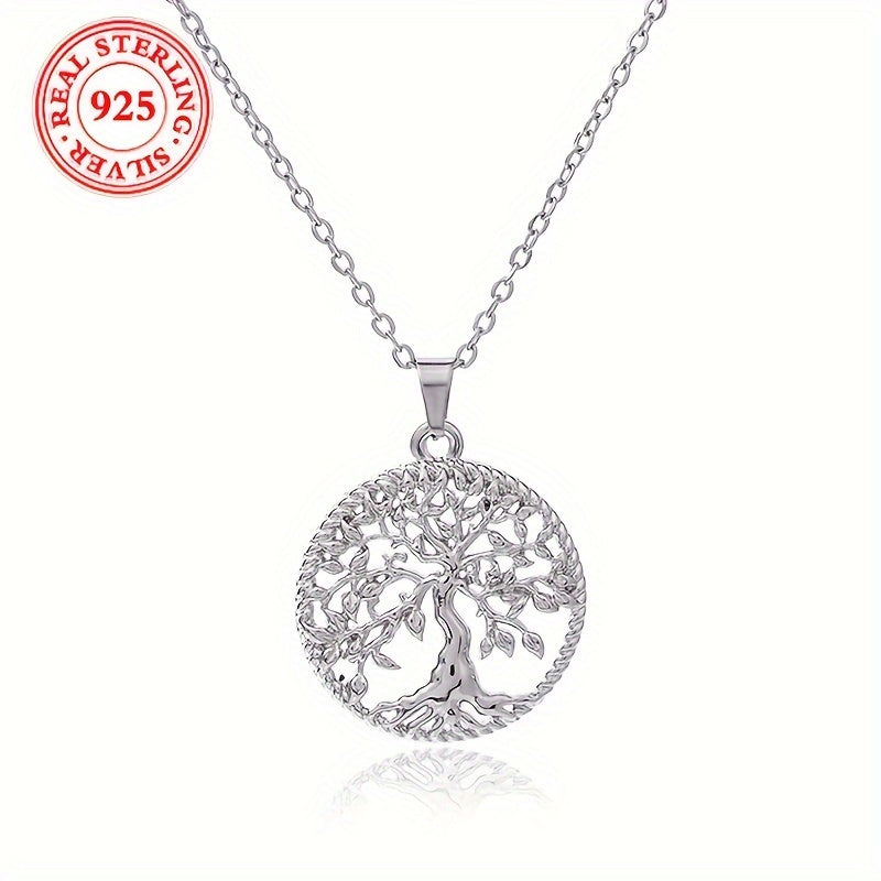 Collier pendentif Arbre de vie pour femme en argent sterling 925 – Style bohème vintage hypoallergénique, cadeau parfait pour elle, idéal pour les tenues décontractées et habillées