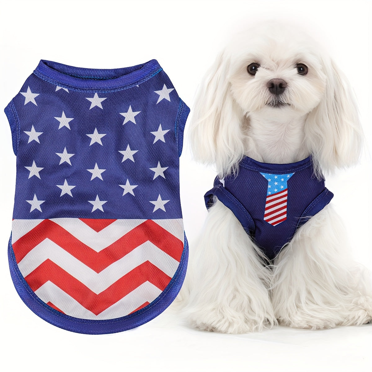 Gilet pour chien drapeau américain patriotique - Vêtement pour animal de compagnie fierté USA pour le 4 juillet, le Memorial Day et les activités en plein air, t-shirt en tricot pour toutes les races