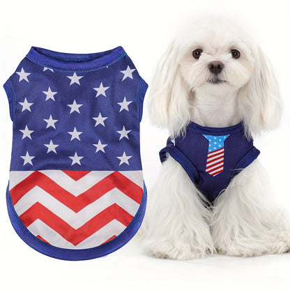 Gilet pour chien drapeau américain patriotique - Vêtement pour animal de compagnie fierté USA pour le 4 juillet, le Memorial Day et les activités en plein air, t-shirt en tricot pour toutes les races