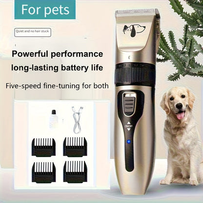 Professional High-Power Pet Grooming Clipper Heavy-Duty Electric Dog Cat Hair Trimmer for Large Breeds Teddy Poodle Salon Use Low Noise Corded Clipper Golden