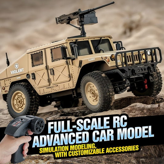 Véhicule militaire tout-terrain radiocommandé à échelle réelle C8835 pour adultes - Transmission proportionnelle, vitesse variable, franchissement, éclairage LED multi-modes, 5 portes ouvrantes, accessoires de mitrailleuse et treuil en option