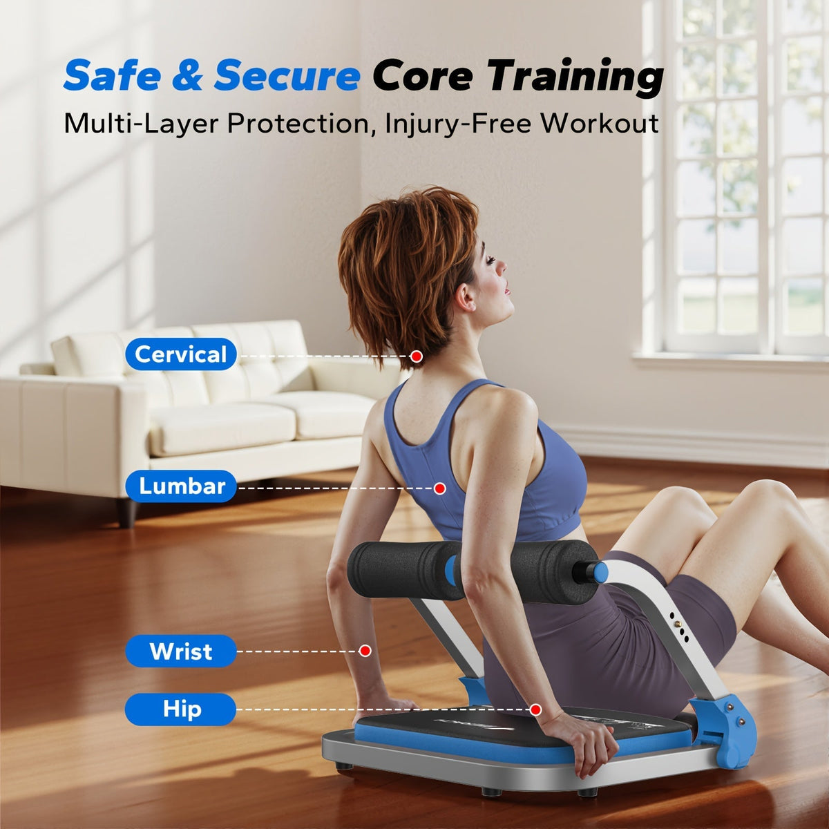 Appareil d'entraînement abdominal multifonction pour salle de sport à domicile – Équipement de renforcement du tronc, d'amincissement de la taille et de travail des abdominaux pour hommes et femmes – Rouge et bleu